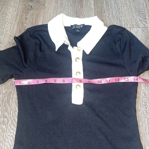 J. Crew Vintage ribbed polo T-shirt short sleeve black and white size small - Picture 5 of 7